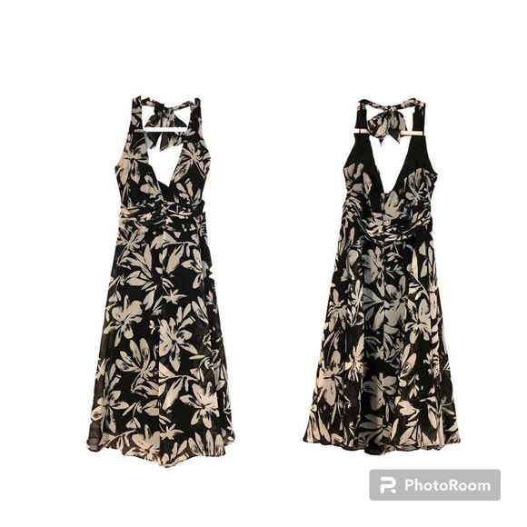 White House Black Market Women’s Floral Halter Tie Neck Sundress Size 4 - Picture 2 of 14